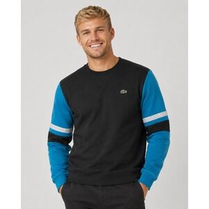Lacoste Sport Mens Colorblock Crewneck Sweatshirt Black Teal US L FR 5